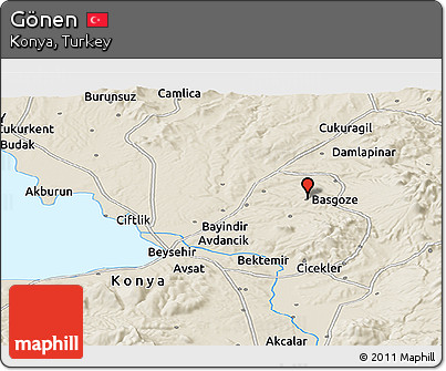 Shaded Relief Panoramic Map of Gönen