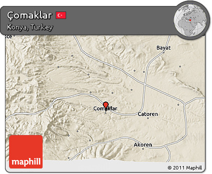 Shaded Relief 3D Map of Çomaklar