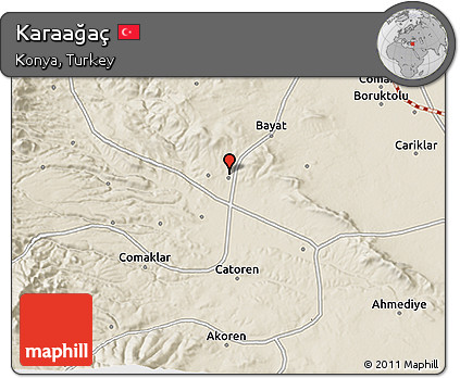 Shaded Relief 3D Map of Karaağaç