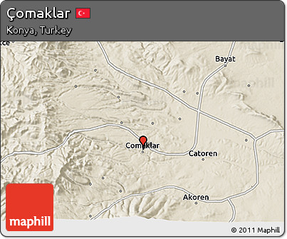 Shaded Relief 3D Map of Çomaklar