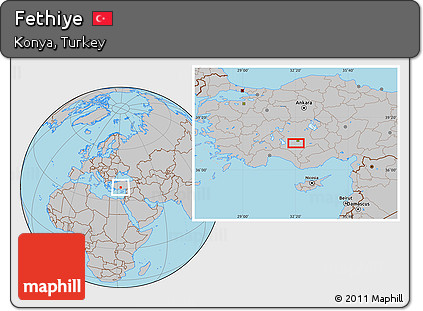 Gray Location Map of Fethiye