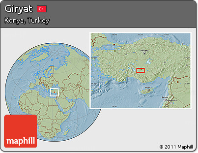 Savanna Style Location Map of Giryat, hill shading