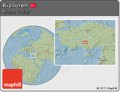 Savanna Style Location Map of Kızılören, hill shading