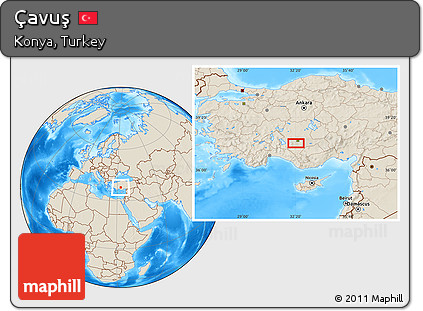 Shaded Relief Location Map of Çavuş