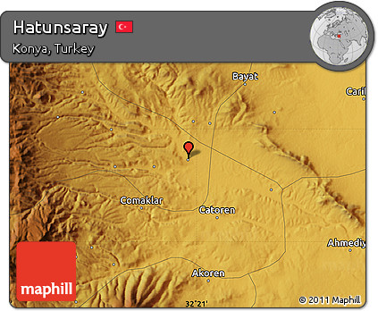 Physical Map of Hatunsaray