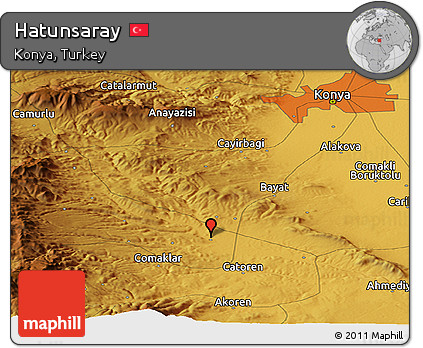 Physical Panoramic Map of Hatunsaray
