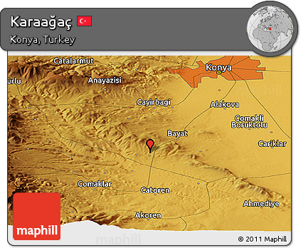 Physical Panoramic Map of Karaağaç