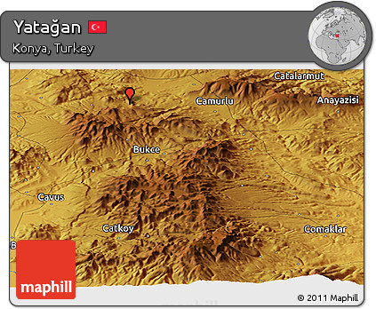 Physical Panoramic Map of Yatağan