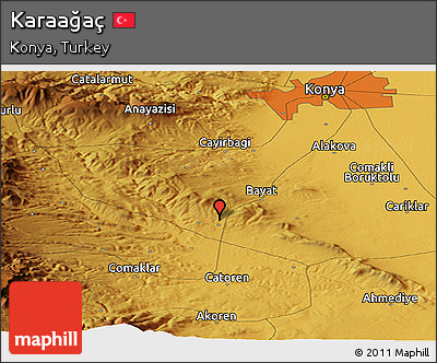 Physical Panoramic Map of Karaağaç
