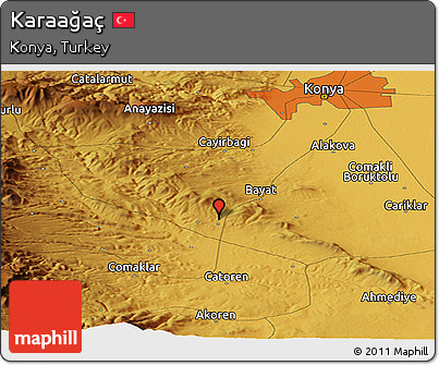 Physical Panoramic Map of Karaağaç