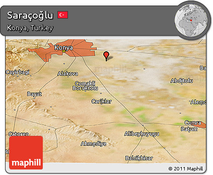 Satellite Panoramic Map of Saraçoğlu