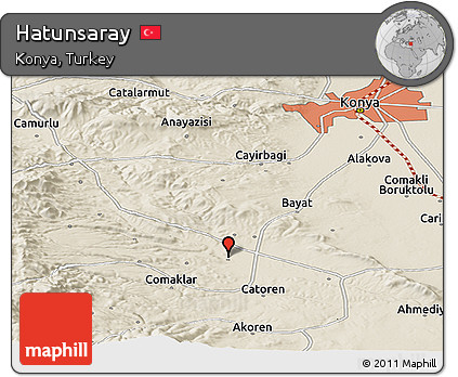 Shaded Relief Panoramic Map of Hatunsaray