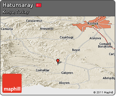 Shaded Relief Panoramic Map of Hatunsaray