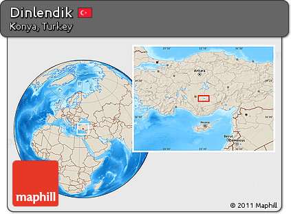 Shaded Relief Location Map of Dinlendik