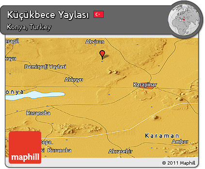 Physical Panoramic Map of Küçükbece Yaylası