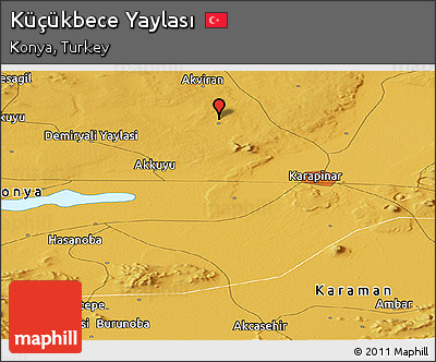 Physical Panoramic Map of Küçükbece Yaylası