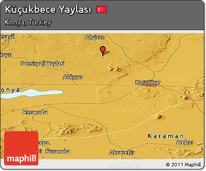 Physical Panoramic Map of Küçükbece Yaylası