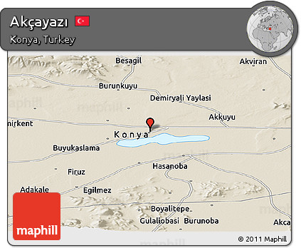 Shaded Relief Panoramic Map of Akçayazı