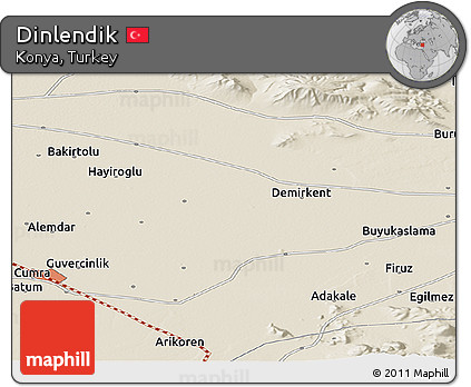 Shaded Relief Panoramic Map of Dinlendik