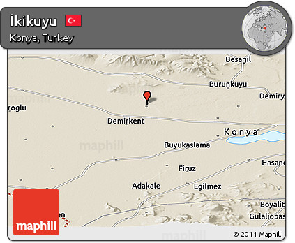 Shaded Relief Panoramic Map of İkikuyu