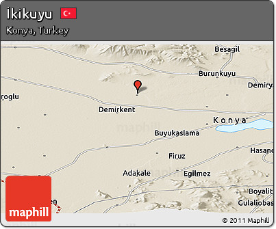Shaded Relief Panoramic Map of İkikuyu