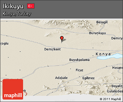 Shaded Relief Panoramic Map of İkikuyu