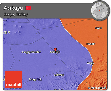Political 3D Map of Acıkuyu