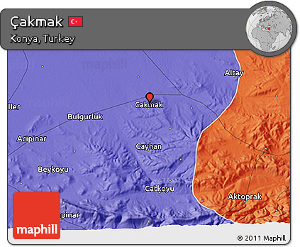 Political 3D Map of Çakmak