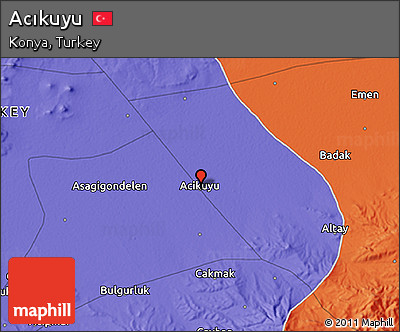 Political 3D Map of Acıkuyu