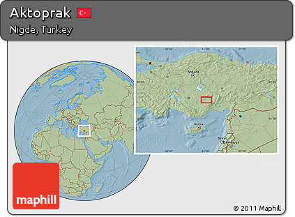 Savanna Style Location Map of Aktoprak, hill shading