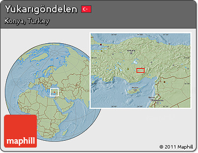Savanna Style Location Map of Yukarıgöndelen, hill shading