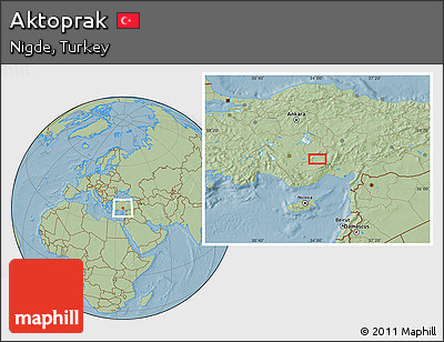 Savanna Style Location Map of Aktoprak, hill shading