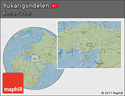 Savanna Style Location Map of Yukarıgöndelen, hill shading