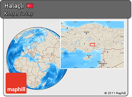 Shaded Relief Location Map of Halaçlı