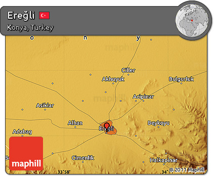 Physical Map of Ereğli