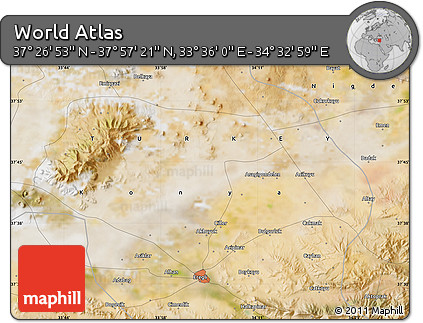 Satellite Map of the Area around 37° 42' 7" N, 34° 4' 30" E