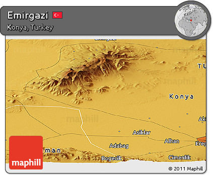 Physical Panoramic Map of Emirgazi