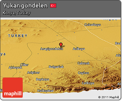 Physical Panoramic Map of Yukarıgöndelen