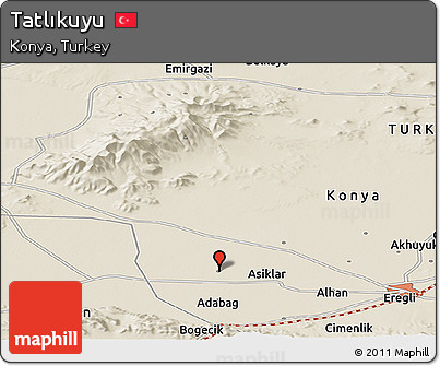 Shaded Relief Panoramic Map of Tatlıkuyu