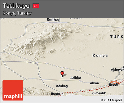 Shaded Relief Panoramic Map of Tatlıkuyu
