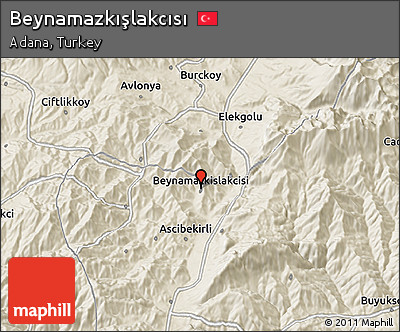 Shaded Relief 3D Map of Beynamazkışlakcısı