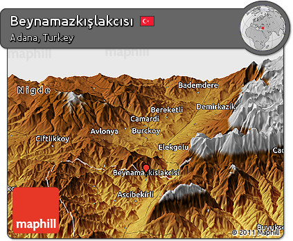 Physical Panoramic Map of Beynamazkışlakcısı