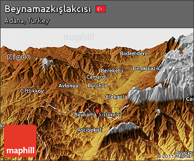Physical Panoramic Map of Beynamazkışlakcısı