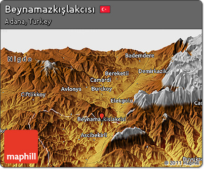 Physical Panoramic Map of Beynamazkışlakcısı