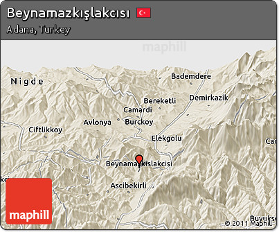 Shaded Relief Panoramic Map of Beynamazkışlakcısı