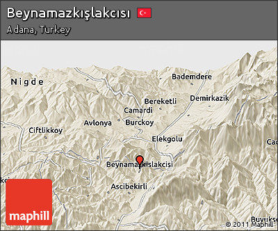 Shaded Relief Panoramic Map of Beynamazkışlakcısı