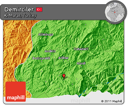 Political 3D Map of Demirciler