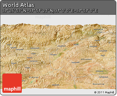 Satellite 3D Map of the Area around 37° 42' 7" N, 37° 28' 30" E