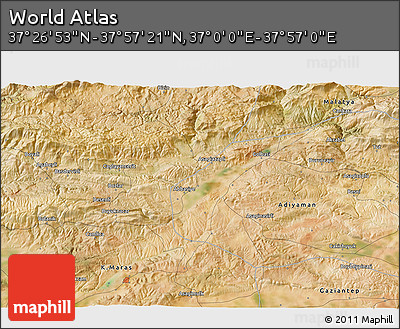 Satellite 3D Map of the Area around 37° 42' 7" N, 37° 28' 30" E