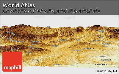 Physical Panoramic Map of the Area around 37° 42' 7" N, 37° 28' 30" E